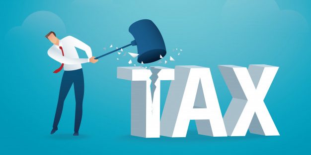 man-destroying-word-tax-with-hammer
